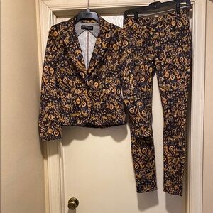 Peruvian Connection Cotton Floral Blazer and Pants Set
